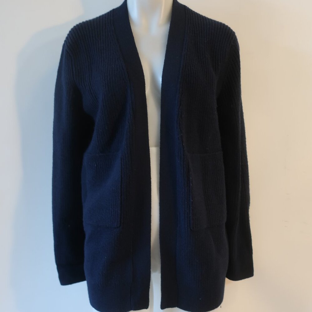 Womens Odeeh 100% Wool Navy Blue Chunky Knit Open Cardigan Sweater M